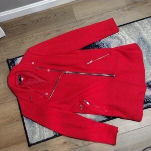 Red motorcycle styled coat